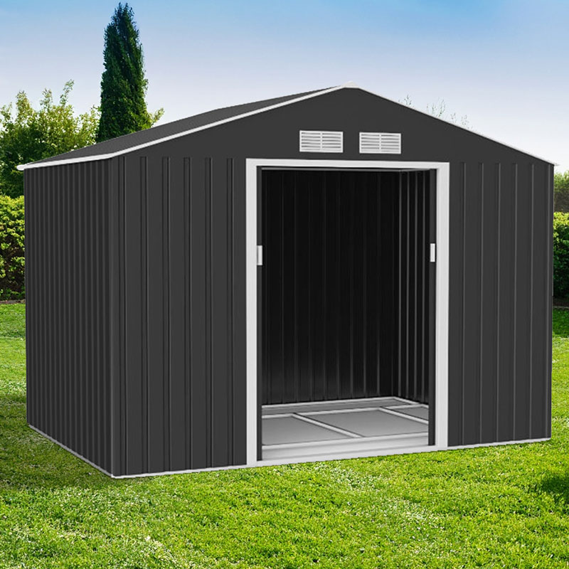 Product photograph of 9 X 6 Lotus Hera Apex Metal Shed 2 61m X 1 81m from Buy Sheds Direct