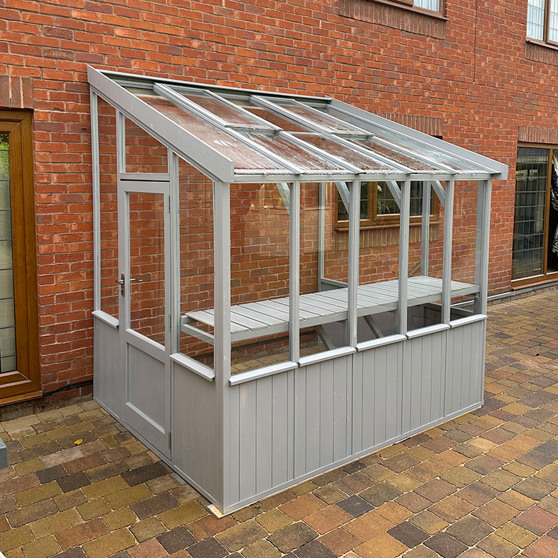 Product photograph of 4 2 X 6 4 Coppice Hatfield Lean To Painted Wooden Greenhouse 1 27m X 1 93m from Buy Sheds Direct