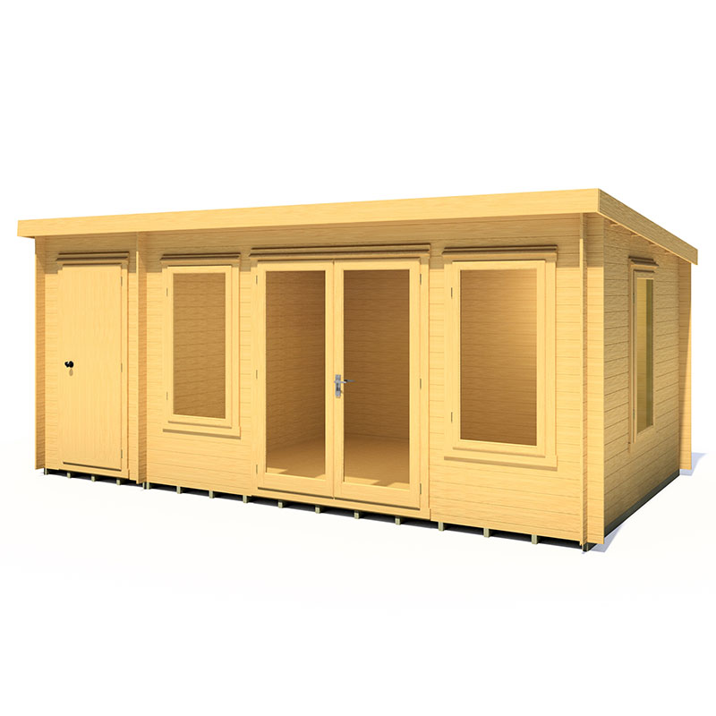 Product photograph of Shire Elm 5 1m X 3m Log Cabin With Side Shed 19mm from Buy Sheds Direct