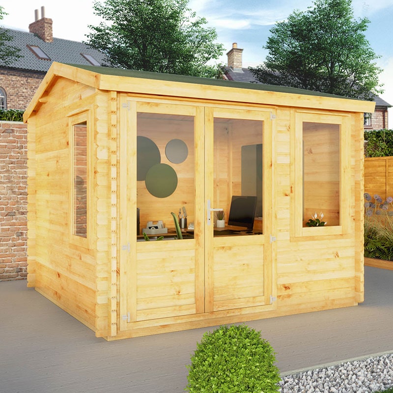 Product photograph of Mercia Elite 3m X 3m Double Glazed Garden Office Log Cabin 34mm from Buy Sheds Direct