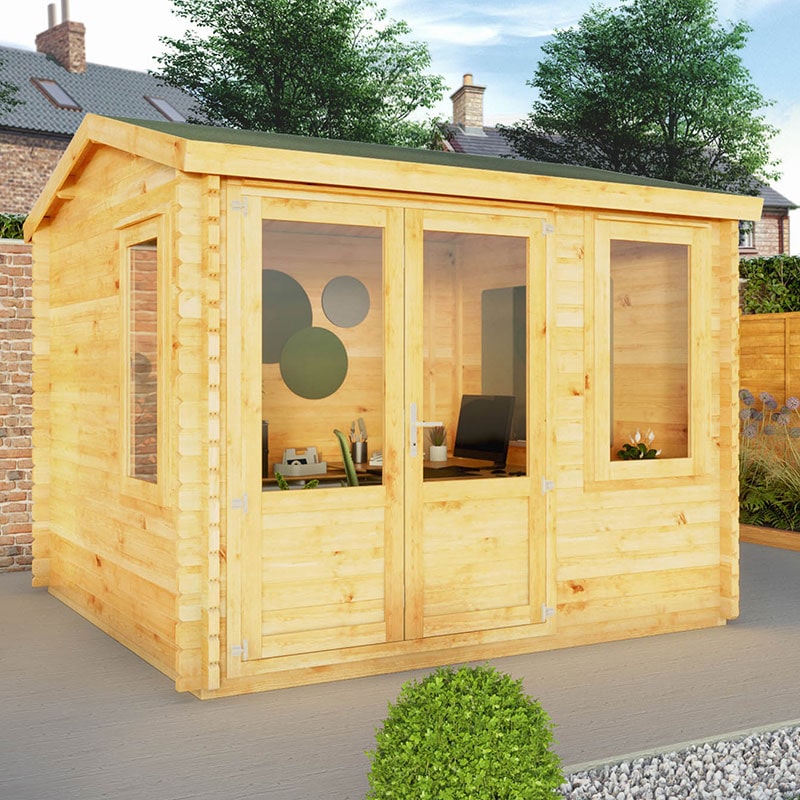 Product photograph of Mercia Elite 3m X 3m Double Glazed Garden Office Log Cabin 44mm from Buy Sheds Direct