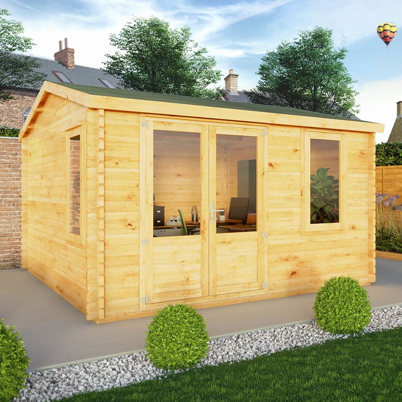 Product photograph of Mercia Elite 4m X 4m Double Glazed Garden Office Log Cabin 44mm from Buy Sheds Direct
