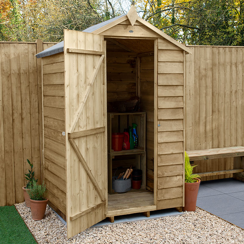 Product photograph of 4 X 3 Forest 4life 25yr Guarantee Overlap Pressure Treated Windowless Apex Wooden Shed 1 34m X 1 01m from Buy Sheds Direct