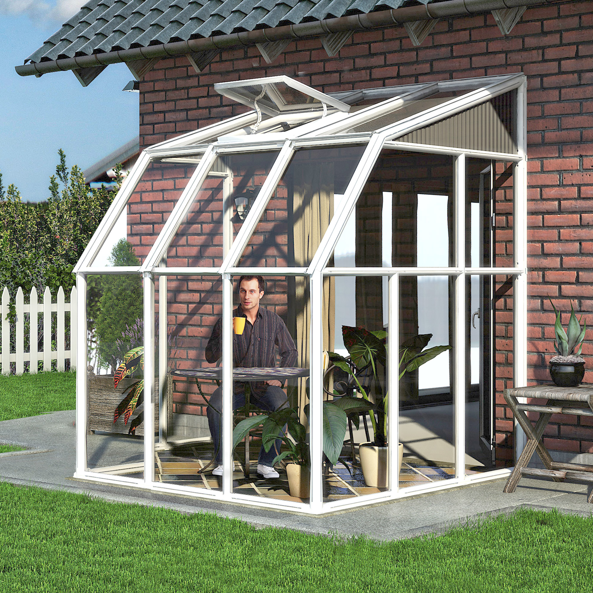 Product photograph of 6 X6 Palram Canopia Rion White Lean To Sun Room 1 8x1 8m from Buy Sheds Direct