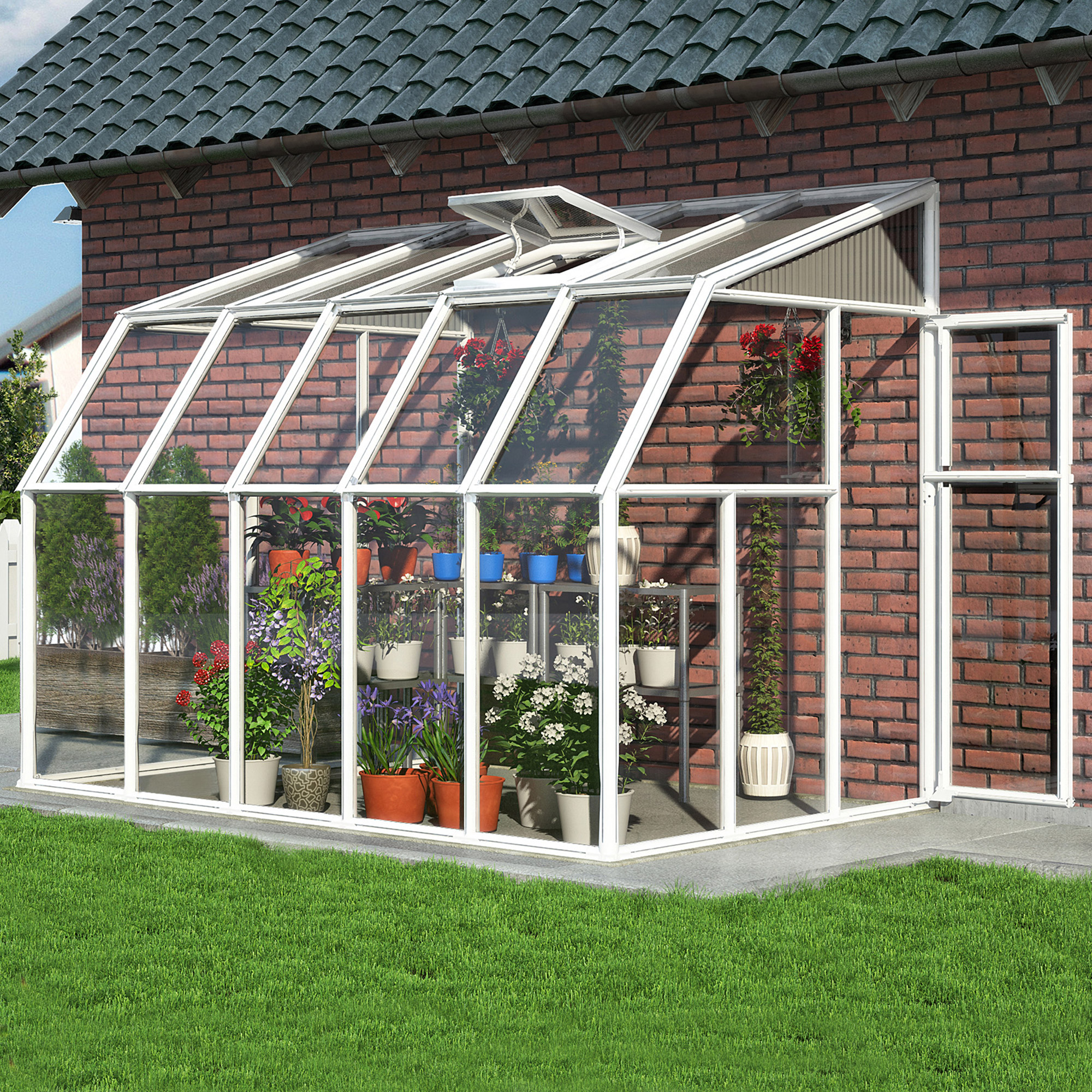 Photos - Greenhouses Canopia 6'x10' Palram  Rion White Sun Room Walk In Wall Greenhouse  (1.8x3m)