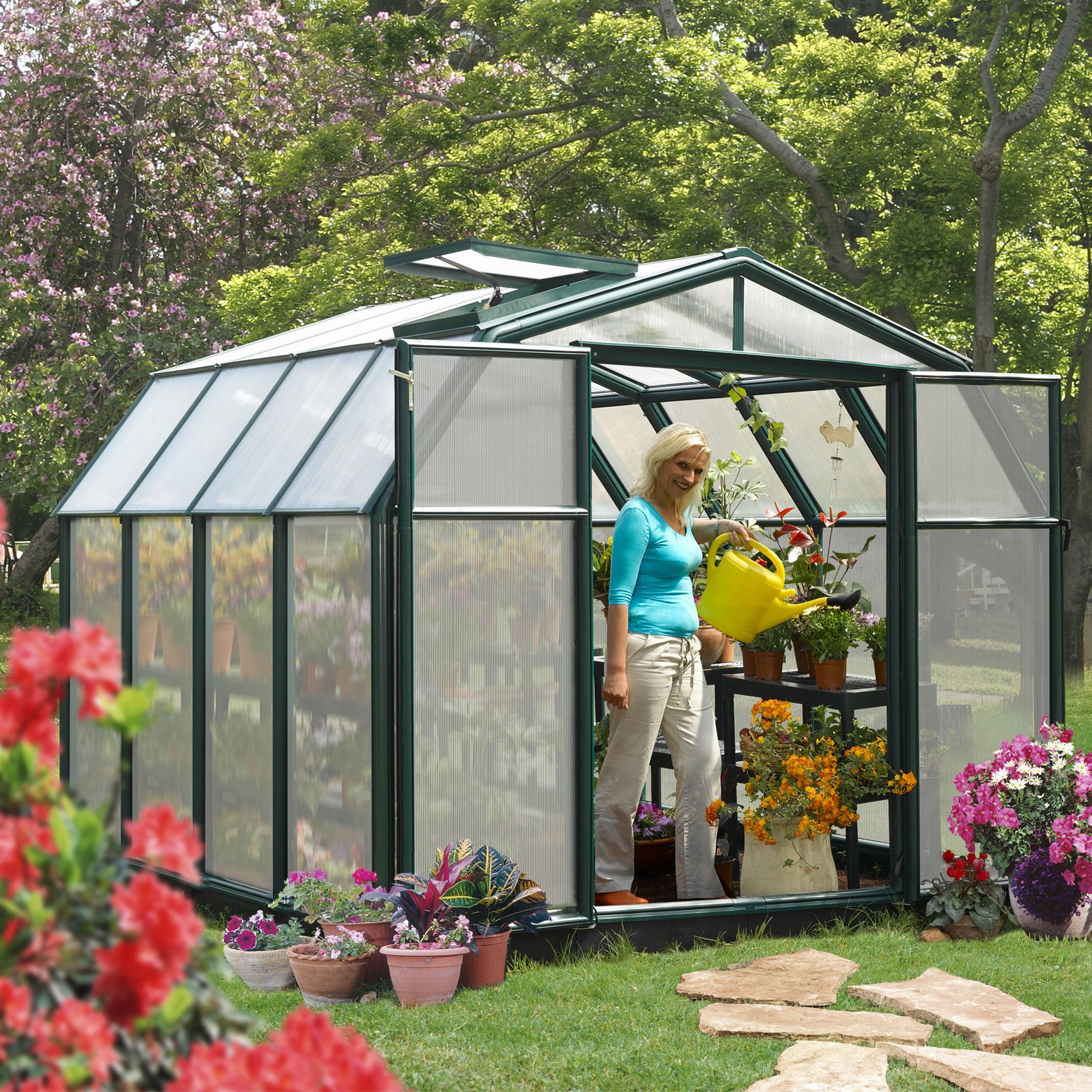 Photos - Greenhouses Canopia 8'x8' Palram  Rion Hobby Gardener Walk In Green Greenhouse (2.4x2.4 
