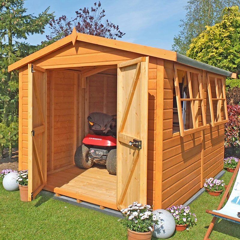 Product photograph of 14 X 8 Shire Bison Heavy Duty Double Door Wooden Workshop 4 31m X 2 56m from Buy Sheds Direct