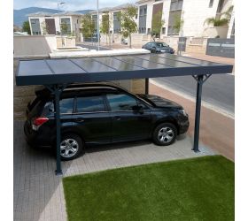10' x 16' Palram Canopia Palma 5000 Grey Metal Carport with Bronze Polycarbonate Roof (2.93m x 4.97m)