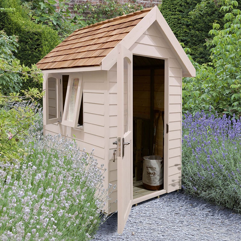 Product photograph of 6 X 4 Forest Retreat Cream Luxury Shed 1 81m X 1 22m - Installation Included from Buy Sheds Direct