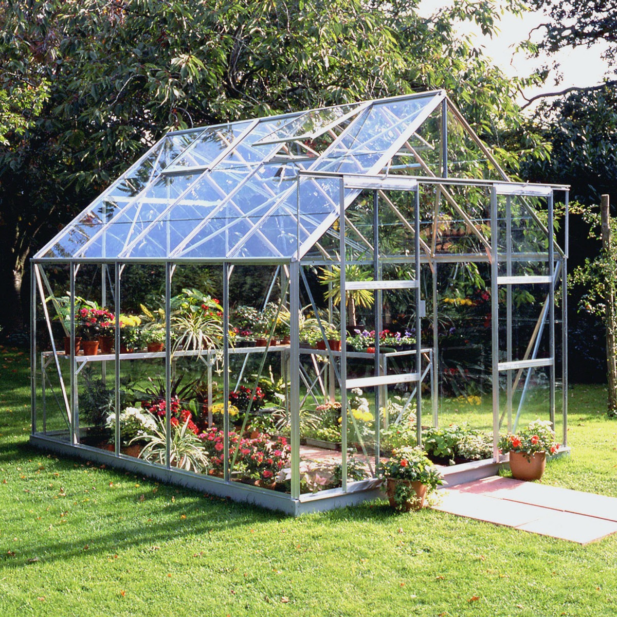 Product photograph of 8 6 X 10 7 Green Frame Halls Magnum 810 Greenhouse 2 57 X 3 22m from Buy Sheds Direct