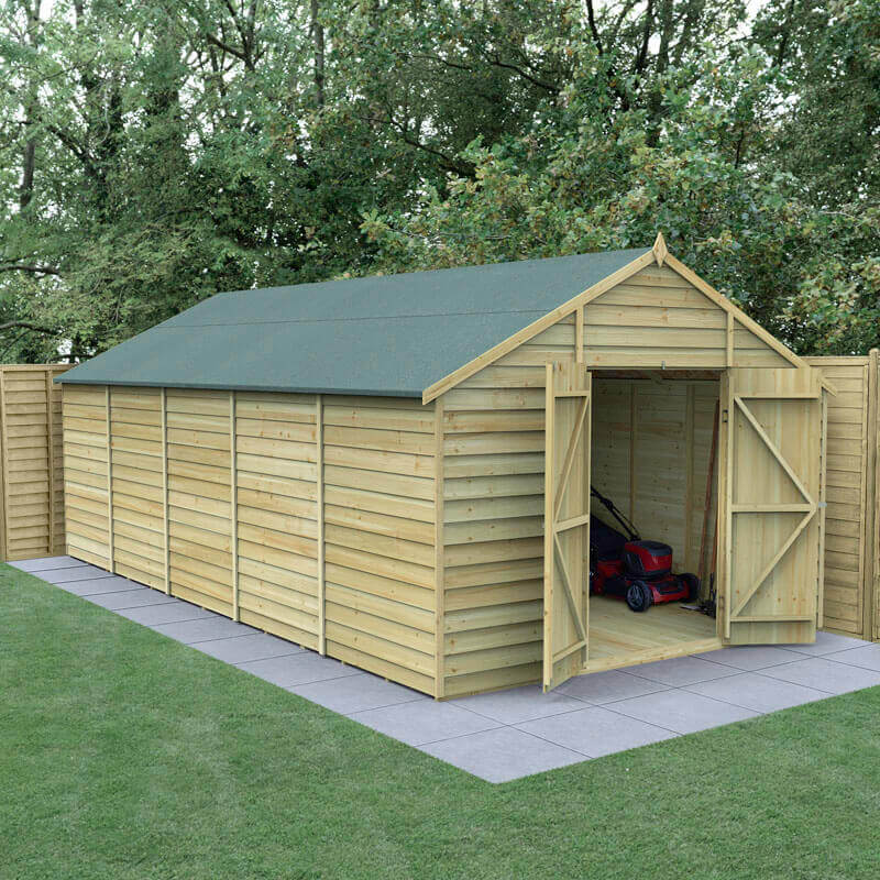Product photograph of 20 X 10 Forest 4life 25yr Guarantee Overlap Pressure Treated Windowless Double Door Apex Wooden Shed 5 96m X 3 2m from Buy Sheds Direct