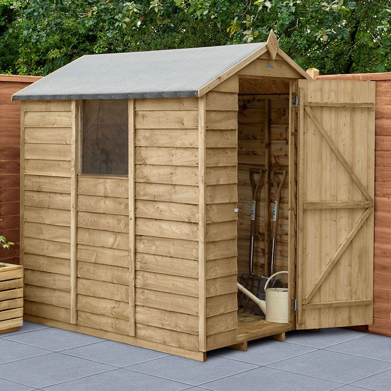 Product photograph of 6 X 4 Forest 4life 25yr Guarantee Overlap Pressure Treated Apex Wooden Shed 1 89m X 1 34m from Buy Sheds Direct