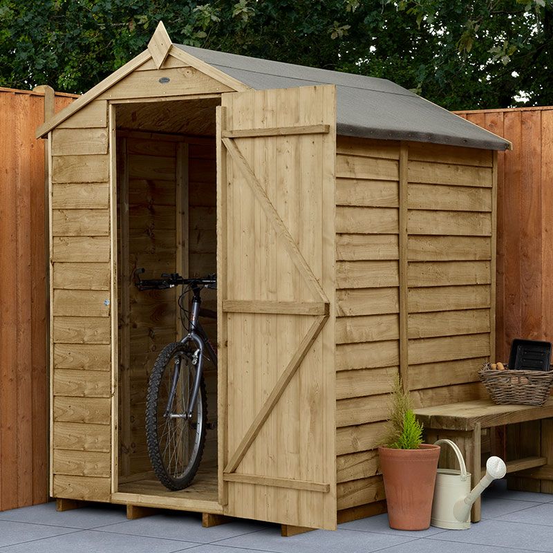Product photograph of 6 X 4 Forest 4life 25yr Guarantee Overlap Pressure Treated Windowless Apex Wooden Shed 1 89m X 1 34m from Buy Sheds Direct