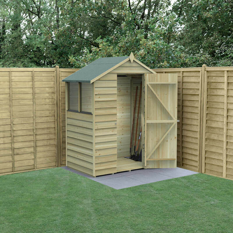 Product photograph of 5 X 3 Forest 4life 25yr Guarantee Overlap Pressure Treated Apex Wooden Shed 1 64m X 1m from Buy Sheds Direct