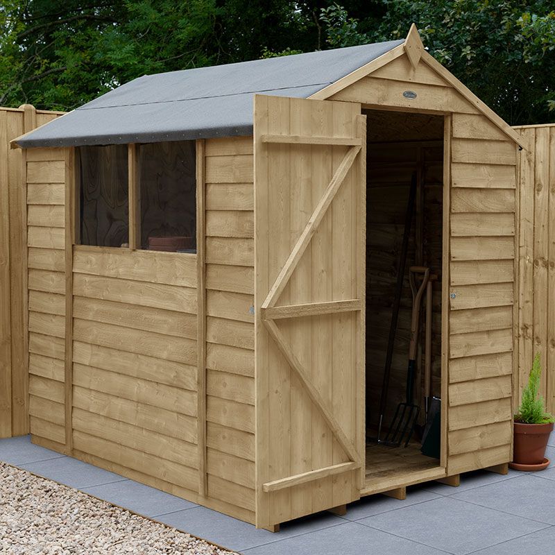 Product photograph of 7 X 5 Forest 4life 25yr Guarantee Overlap Pressure Treated Apex Wooden Shed 2 19m X 1 64m from Buy Sheds Direct