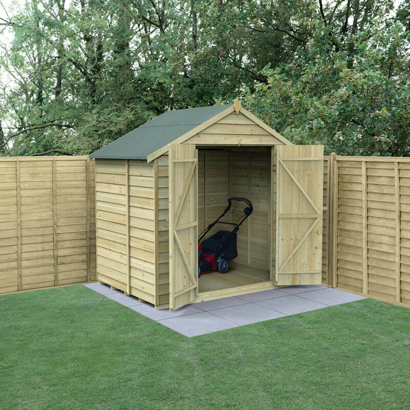 Product photograph of 7 X 5 Forest 4life 25yr Guarantee Overlap Pressure Treated Windowless Double Door Apex Wooden Shed 2 32m X 1 53m from Buy Sheds Direct