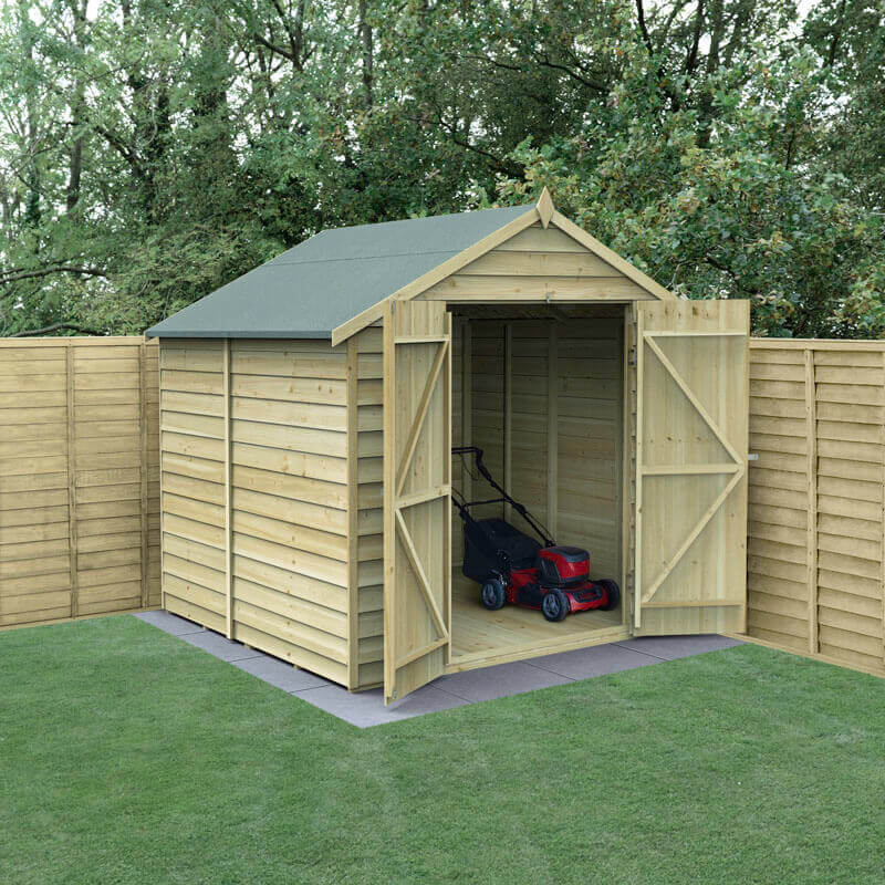 Product photograph of 7 X 7 Forest 4life 25yr Guarantee Overlap Pressure Treated Windowless Double Door Apex Wooden Shed 2 32m X 2 12m from Buy Sheds Direct