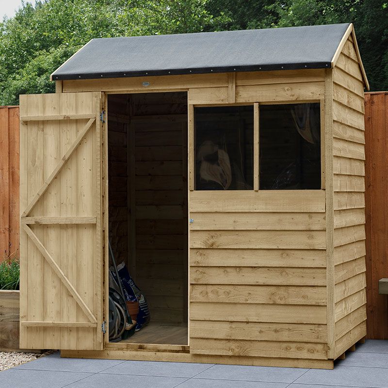 Product photograph of 6 X 4 Forest 4life 25yr Guarantee Overlap Pressure Treated Reverse Apex Wooden Shed 1 88m X 1 34m from Buy Sheds Direct