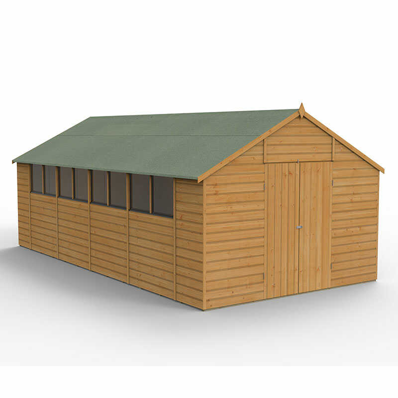 Product photograph of 20 X 10 Forest Shiplap Dip Treated Double Door Apex Wooden Shed 5 96m X 3 2m from Buy Sheds Direct