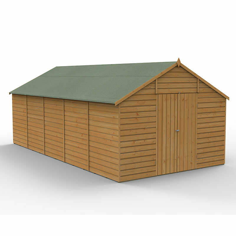 Product photograph of 20 X 10 Forest Shiplap Dip Treated Windowless Double Door Apex Wooden Shed 5 96m X 3 2m from Buy Sheds Direct