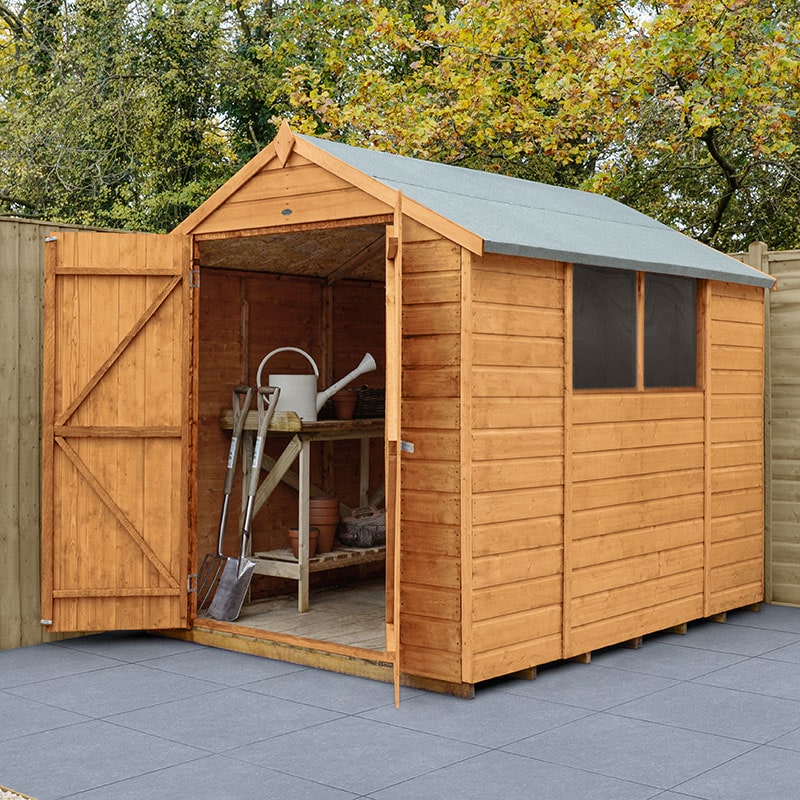 Product photograph of 8 X 6 Forest Shiplap Dip Treated Double Door Apex Wooden Shed 2 4m X 1 89m from Buy Sheds Direct