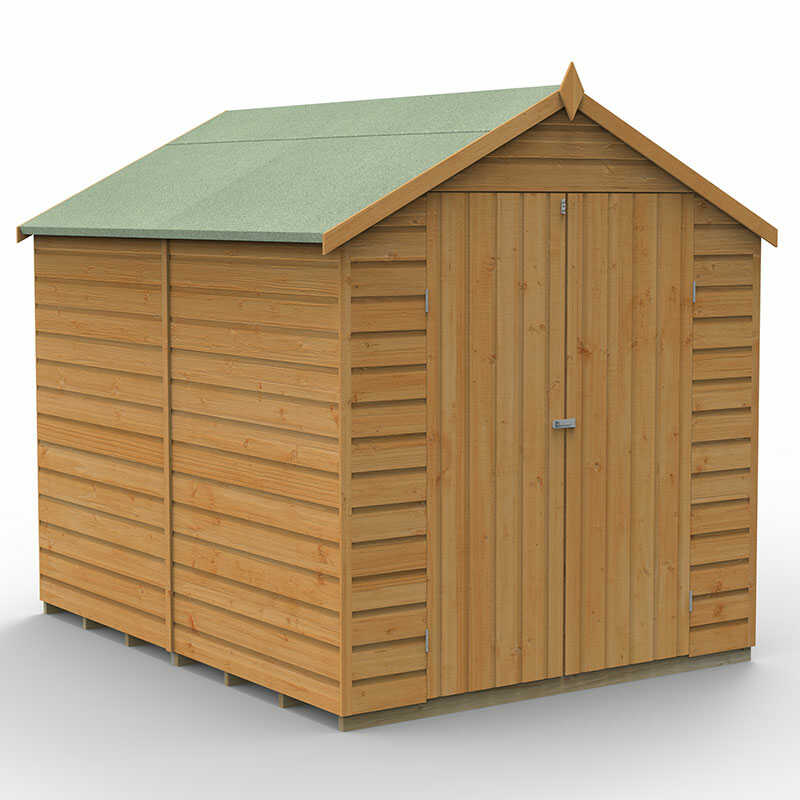 Product photograph of 8 X 6 Forest Shiplap Dip Treated Windowless Double Door Apex Wooden Shed 2 42m X 1 99m from Buy Sheds Direct