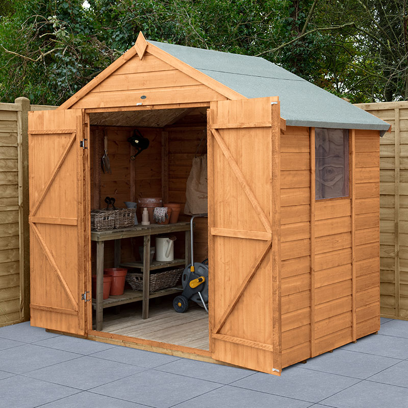 Product photograph of 7 X 5 Forest Shiplap Dip Treated Double Door Apex Wooden Shed 2 32m X 1 54m from Buy Sheds Direct