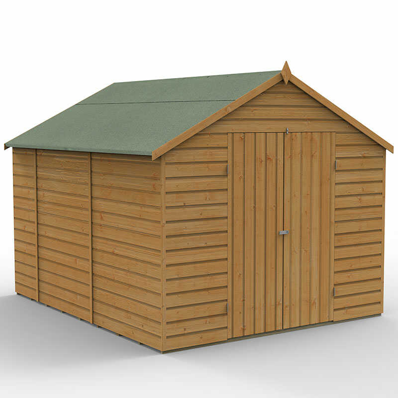 Product photograph of 10 X 8 Forest Shiplap Dip Treated Windowless Double Door Apex Wooden Shed 3 01m X 2 61m from Buy Sheds Direct