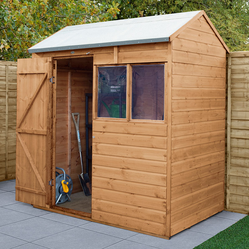 Product photograph of 6 X 4 Forest Shiplap Dip Treated Reverse Apex Wooden Shed 1 88m X 1 34m from Buy Sheds Direct