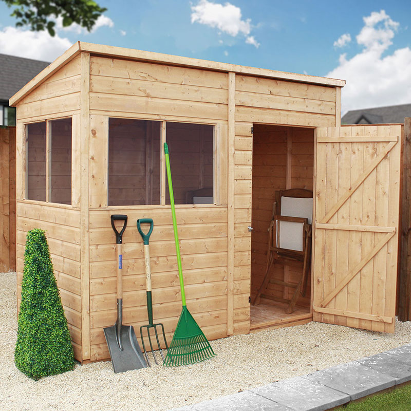 Product photograph of 8 3 X 4 Mercia Shiplap Pent Wooden Garden Shed 2 51m X 1 21m from Buy Sheds Direct