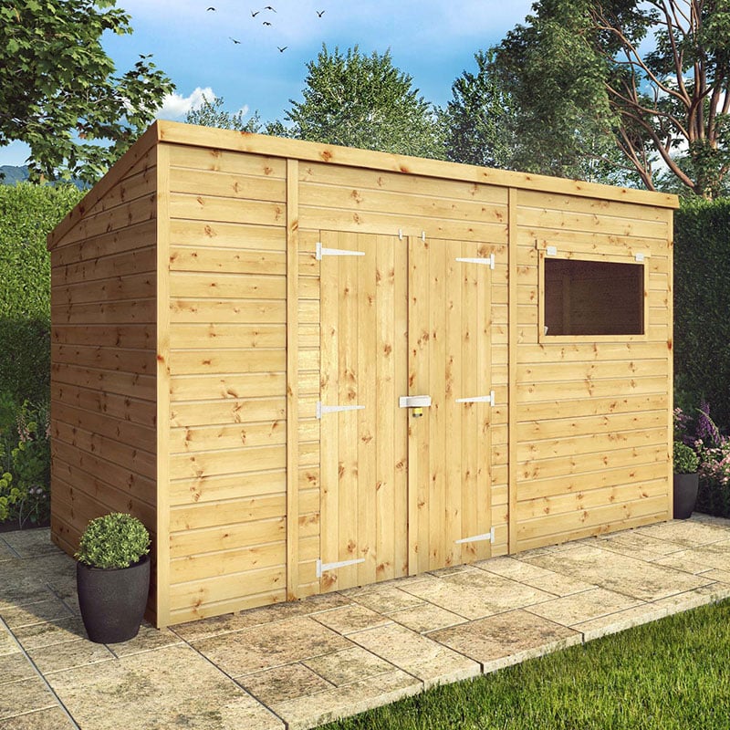 Product photograph of 12 X 8 Mercia Shiplap Pent Shed 3 5m X 2 4m from Buy Sheds Direct