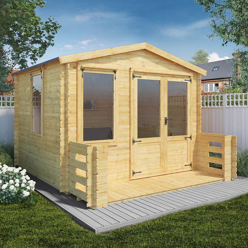 Product photograph of Mercia 3 1m X 3 7m Log Cabin With Veranda 19mm from Buy Sheds Direct