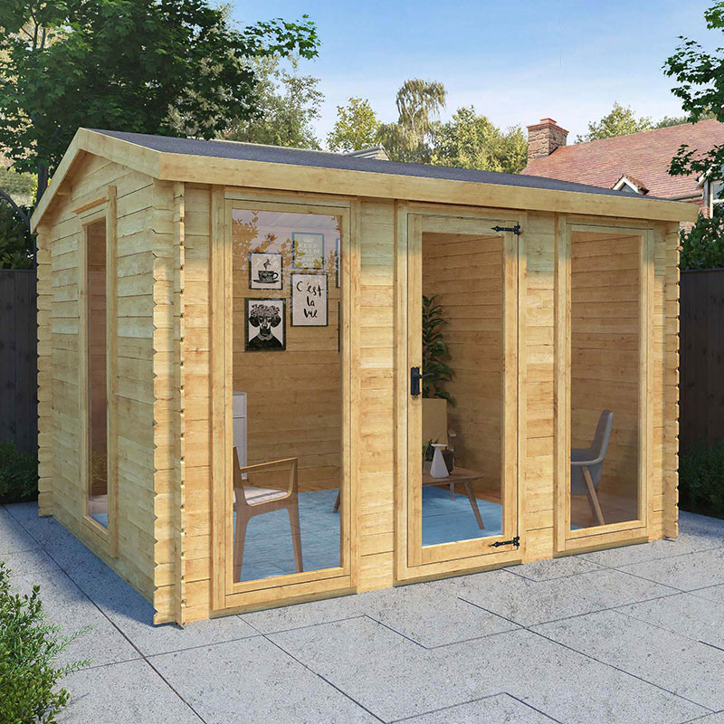 Product photograph of Mercia 3 5m X 3m Log Cabin Summer House 19mm from Buy Sheds Direct