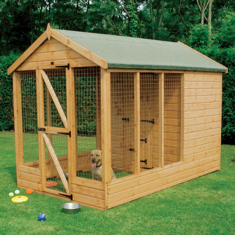 Product photograph of 10 X 6 Traditional Apex Wooden Dog Kennel 6 Run - Pet House 3 05x1 83m from Buy Sheds Direct